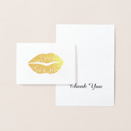 Tarjeta Con Relieve Metalizado Palo de labios dorado gracias