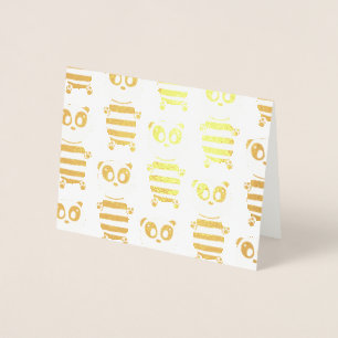 Tarjeta Con Relieve Metalizado Panda Kids