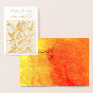 Tarjeta Con Relieve Metalizado Pansias exóticas - Feliz cumpleaños - Personalizar