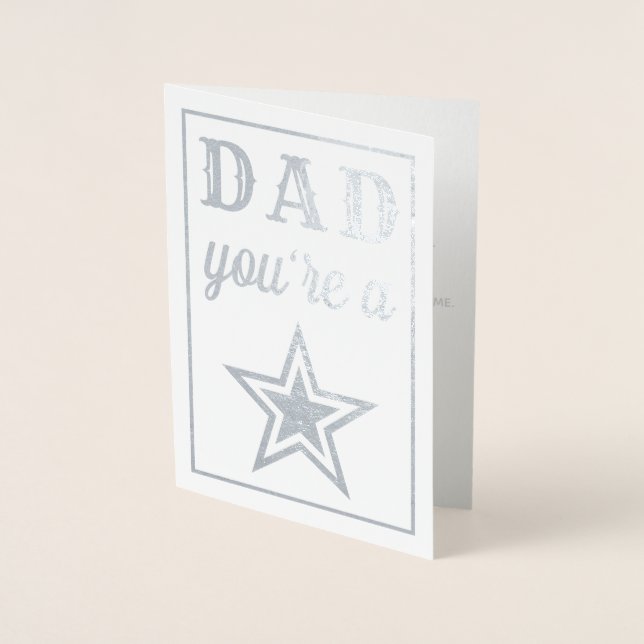 Tarjeta Con Relieve Metalizado ¡Papá, eres una estrella! Día del padre (Anverso)