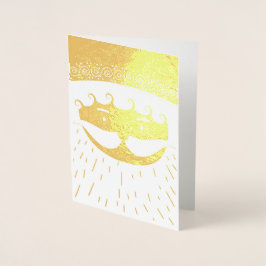 Tarjeta Con Relieve Metalizado Papá Noel Navidad