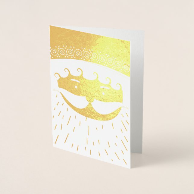 Tarjeta Con Relieve Metalizado Papá Noel Navidad (Anverso)