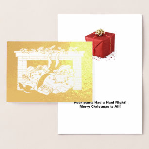 Tarjeta Con Relieve Metalizado Papá Noel se cayó por la chimenea, ZSSPG