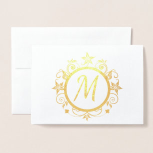 Tarjeta Con Relieve Metalizado Papel de carta personal inicial personalizable