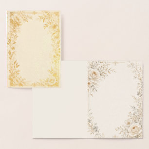 Tarjeta Con Relieve Metalizado Papelería de boda con detalles neutros refinados
