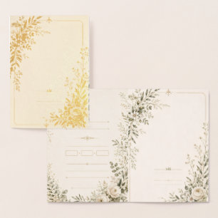 Tarjeta Con Relieve Metalizado Papelería de Boda con Encanto Botánico Natural
