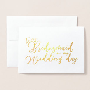 Tarjeta Con Relieve Metalizado Para mi dama de honor en el día de mi boda Caligra