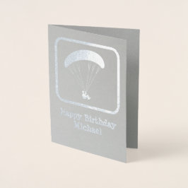 Tarjeta Con Relieve Metalizado Parapente con pie de Personalizado - Añadir foto d