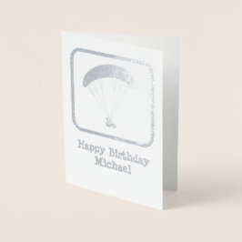 Tarjeta Con Relieve Metalizado Parapente con pie de Personalizado - Añadir foto d
