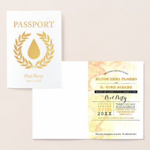 Tarjeta Con Relieve Metalizado Pasaporte de Relieve metalizado dorado de Fiesta d