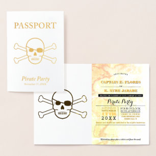 Tarjeta Con Relieve Metalizado Pasaporte de Relieve metalizado dorado de Fiesta p