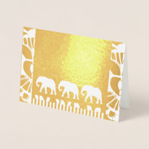 Tarjeta Con Relieve Metalizado Paseo del elefante