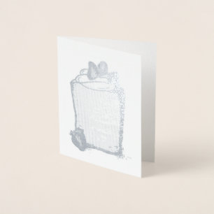 Tarjeta Con Relieve Metalizado Pastel de comida Ángel Fresas Panadería Dessere de