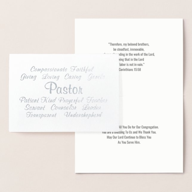Tarjeta Con Relieve Metalizado Pastor Gracias (Demostración)