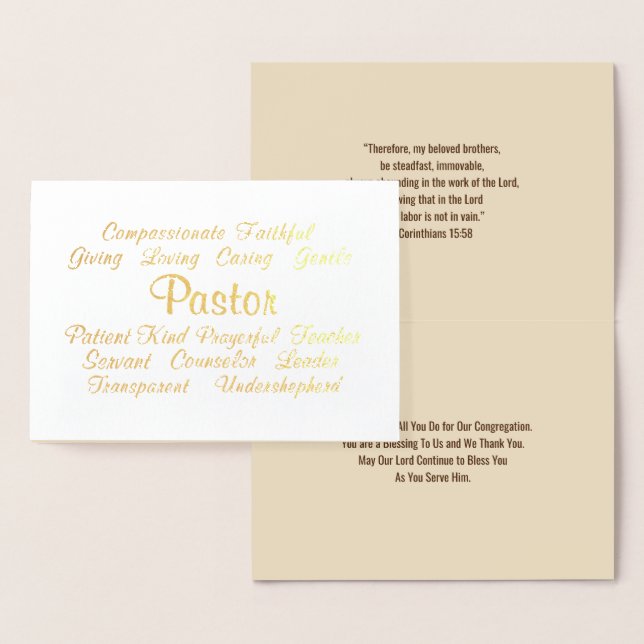 Tarjeta Con Relieve Metalizado Pastor Gracias (Demostración)