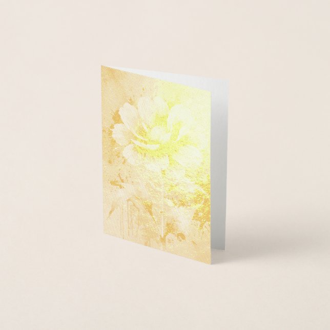 Tarjeta Con Relieve Metalizado Patrón de acuarela de flores azules (Anverso)