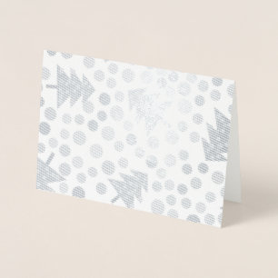 Tarjeta Con Relieve Metalizado patrón de árboles de Navidad