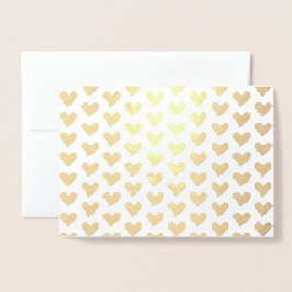 Tarjeta Con Relieve Metalizado Patrón de corazones de oro puro minimalista elegan