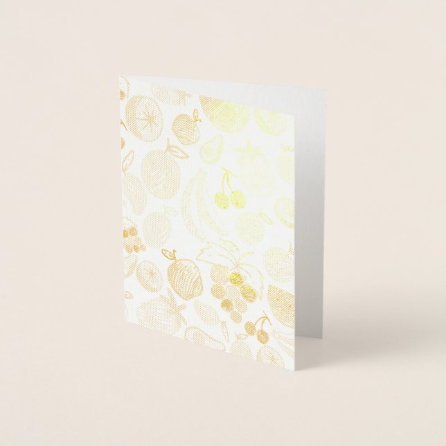 Tarjeta Con Relieve Metalizado Patrón de frutas (Anverso)