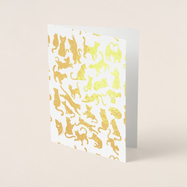 Tarjeta Con Relieve Metalizado Patrón de gato negro (Anverso)