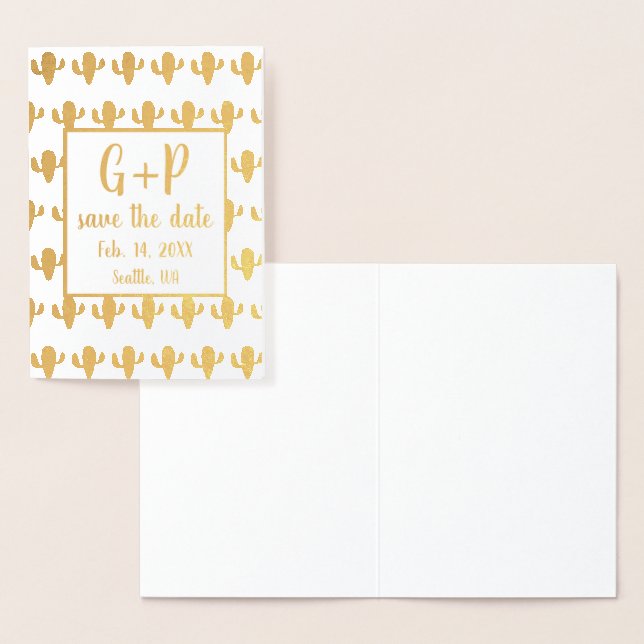 Tarjeta Con Relieve Metalizado Patrón de Ilustracion Cactus Moderno Guardar La Fe (Demostración)