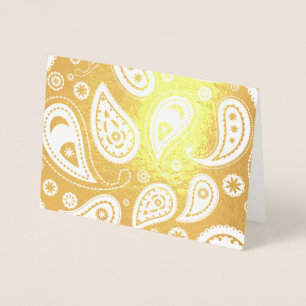 Tarjeta Con Relieve Metalizado Patrón de Paisley Colorido