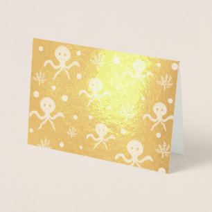 Tarjeta Con Relieve Metalizado Patrón de pulpo bajo el mar