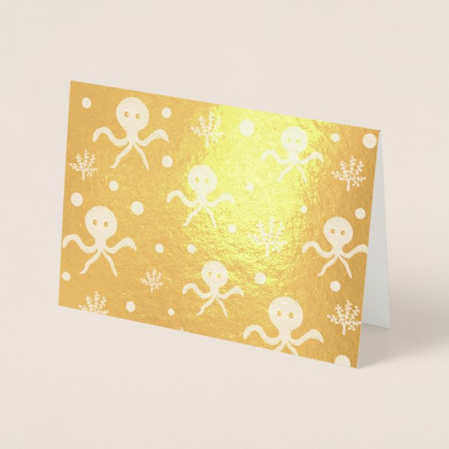 Tarjeta Con Relieve Metalizado Patrón de pulpo bajo el mar (Anverso)