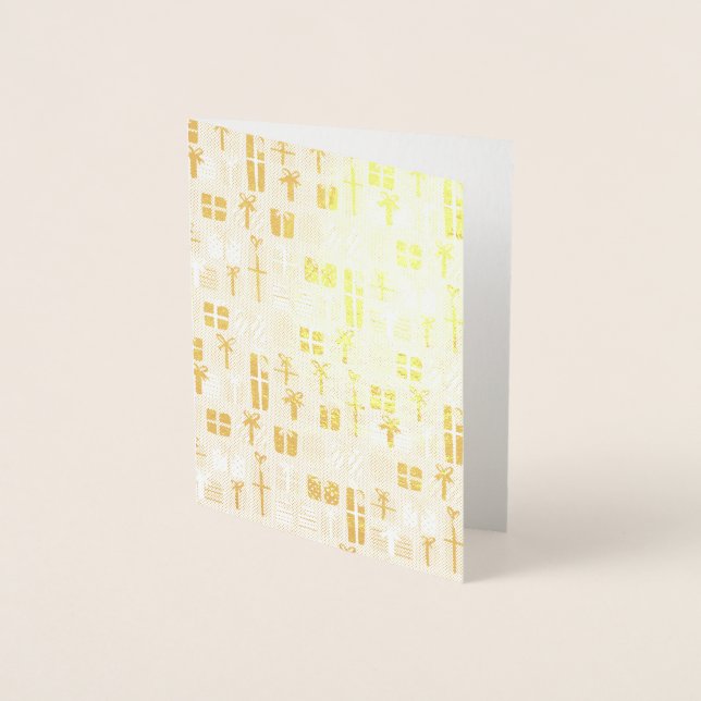 Tarjeta Con Relieve Metalizado Patrón de regalo de navidades (Anverso)