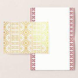 Tarjeta Con Relieve Metalizado Patrón elegante de la Isla de la Feria Nórdica Tra