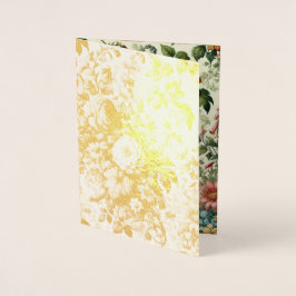 Tarjeta Con Relieve Metalizado Patrón floral botánico sin mar