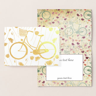 Tarjeta Con Relieve Metalizado Patrón floral de la bicicleta retro de la cosecha