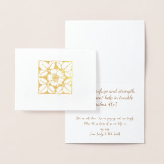 Tarjeta Con Relieve Metalizado Patrón floral elegante dorado o plateado