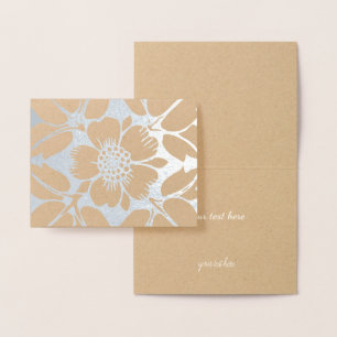 Tarjeta Con Relieve Metalizado Patrón floral elegante dorado o plateado
