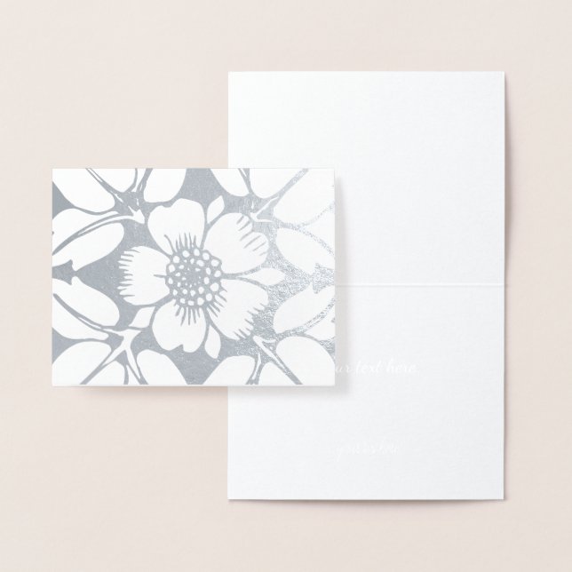 Tarjeta Con Relieve Metalizado Patrón floral elegante dorado o plateado (Demostración)
