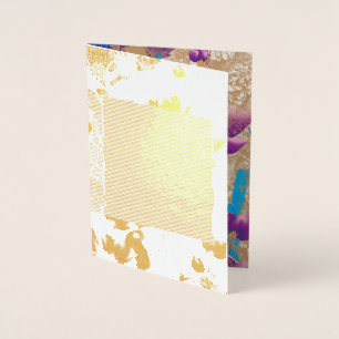 Tarjeta Con Relieve Metalizado Patrón floral vibrante con color púrpura y azul de