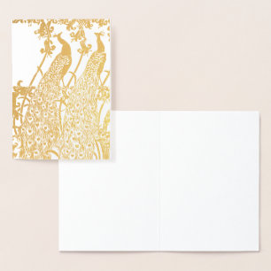Tarjeta Con Relieve Metalizado Pavo real