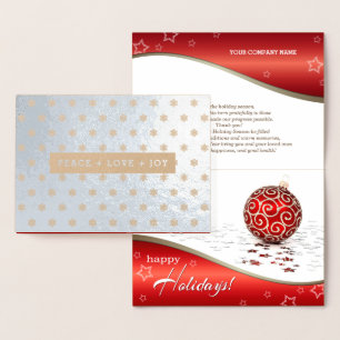 Tarjeta Con Relieve Metalizado PAZ+AMOR+ALEGRÍA. Navidades de lujo