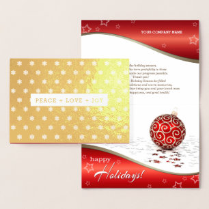 Tarjeta Con Relieve Metalizado PAZ+AMOR+ALEGRÍA. Navidades de lujo