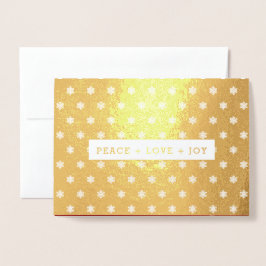 Tarjeta Con Relieve Metalizado PAZ+AMOR+ALEGRÍA. Navidades de lujo