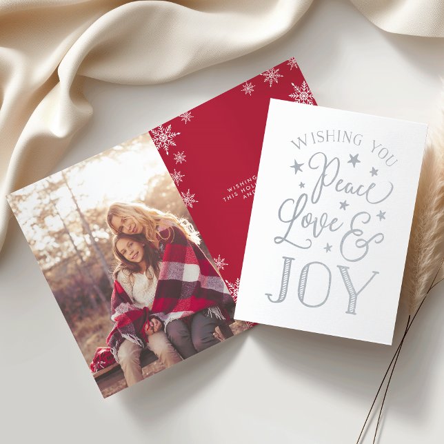 Tarjeta Con Relieve Metalizado Paz, amor y alegría | Navidades Photo Silver (Subido por el creador)