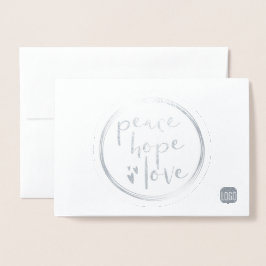 Tarjeta Con Relieve Metalizado Paz Esperanza Amor Modernas vacaciones de negocios