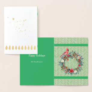 Tarjeta Con Relieve Metalizado Peace Joy Love Holiday Cardinal Personalizado de i