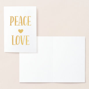Tarjeta Con Relieve Metalizado Peace Love Heart