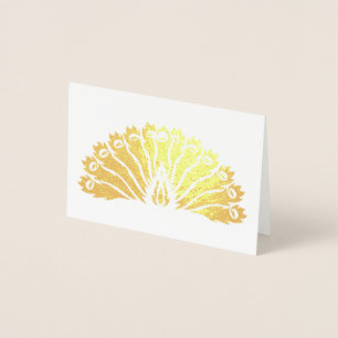 Tarjeta Con Relieve Metalizado Peacock de oro (Ventilador) Notecard