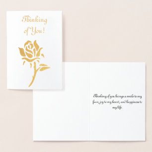 Tarjeta Con Relieve Metalizado Pensando en ti - Rosa de oro audaz
