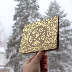 Tarjeta Con Relieve Metalizado Pentagrama pagano de Yule