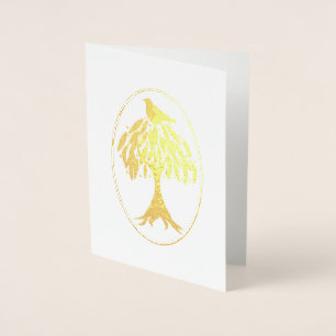 Tarjeta Con Relieve Metalizado Perdiz en un peral