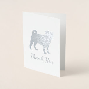 Tarjeta Con Relieve Metalizado Perro Pug Tema de Baby Shower Puppy Género Neutral