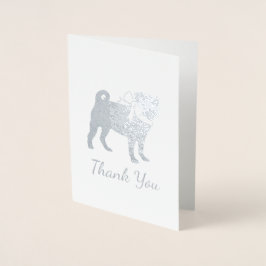 Tarjeta Con Relieve Metalizado Perro Pug Tema de Baby Shower Puppy Género Neutral